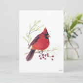 Kerst Kardinaal Bessen Kunst Feestdagenkaart (Staand voorkant)