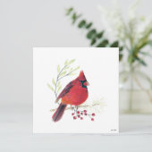 Kerst Kardinaal Bessen Kunst Feestdagenkaart (Staand voorkant)