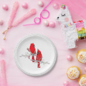 Kerst Kardinaal Bessen Sneeuwvakantie Papieren Bordje (Feest)