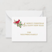 Kerst Kardinaal Comfort en Joy Flat Note Kaart Notitiekaartje (Achterkant)