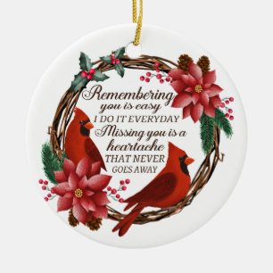 Kerst Kardinaal Custom Memorial Verlies van Famili Keramisch Ornament