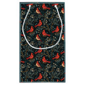 Kerst Kardinaal Donker Blauwgroen Gift Bag Klein Cadeauzakje (Achterkant)