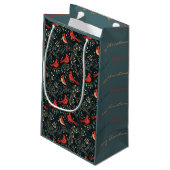 Kerst Kardinaal Donker Blauwgroen Gift Bag Klein Cadeauzakje (Achterkant Gekanteld)