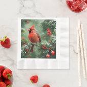 Kerst Kardinaal en Dennennaalden Servet (Insitu)