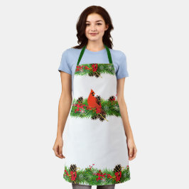 Kerst Kardinaal en Kerstgroen / Wit Schort