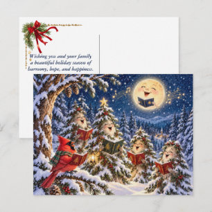 Kerst Kardinaal en Winter Boom Koor Briefkaart