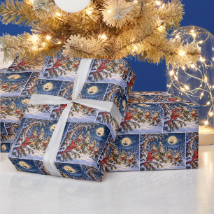 Kerst Kardinaal en Winter Boom Koor Cadeaupapier