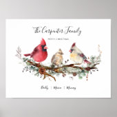 Kerst Kardinaal Familie van Drie Poster (Voorkant)