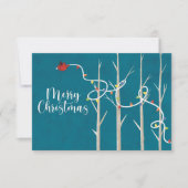 Kerst Kardinaal Flat Note Kaart - Blauwgroen Notitiekaartje (Voorkant)