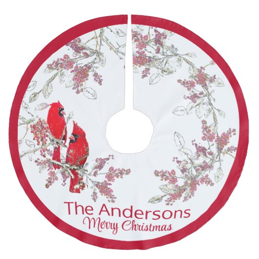 kerst kardinaal geborsteld polyester boom rok kerstboom rok (Voorkant)