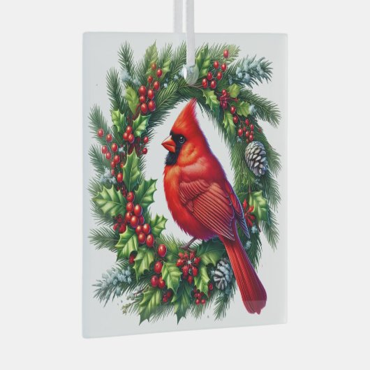 Kerst Kardinaal Glas Ornament (Voorkant Rechts)