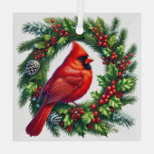 Kerst Kardinaal Glas Ornament (Achterkant)