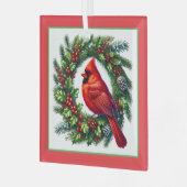 Kerst Kardinaal Glas Ornament (Voorkant links)