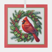 Kerst Kardinaal Glas Ornament (Voorkant)
