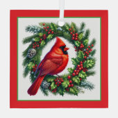 Kerst Kardinaal Glas Ornament (Achterkant)