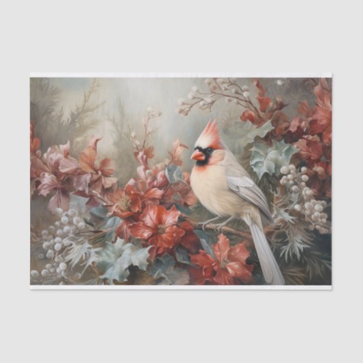 Kerst Kardinaal Holly Berry in de winter Decoupage Tissuepapier (Voorkant)