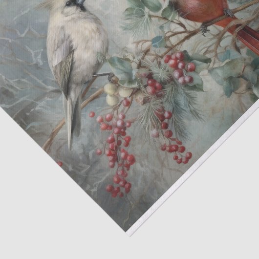 Kerst Kardinaal Hulstbes Winter Decoupage Tissuepapier (Detail)