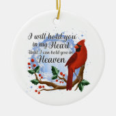 Kerst kardinaal, ik zal je in mijn hart houden keramisch ornament (Voorkant)