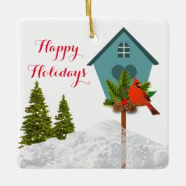 Kerst Kardinaal in de Sneeuw Vogel Liefhebber Orna Keramisch Ornament