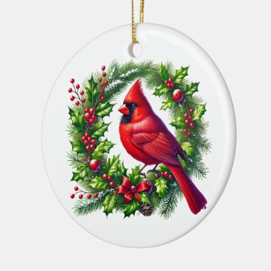 Kerst Kardinaal Keramisch Ornament (Links)