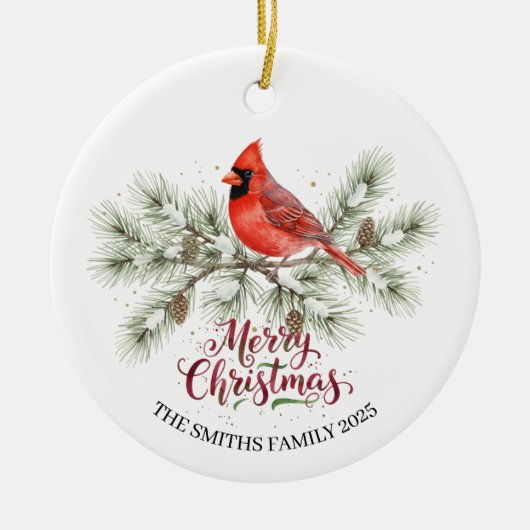 Kerst Kardinaal Kerstversiering Keramisch Ornament (Voorkant)