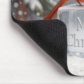 Kerst kardinaal op ijsblok muismat (Hoek)