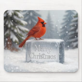 Kerst kardinaal op ijsblok muismat (Voorkant)