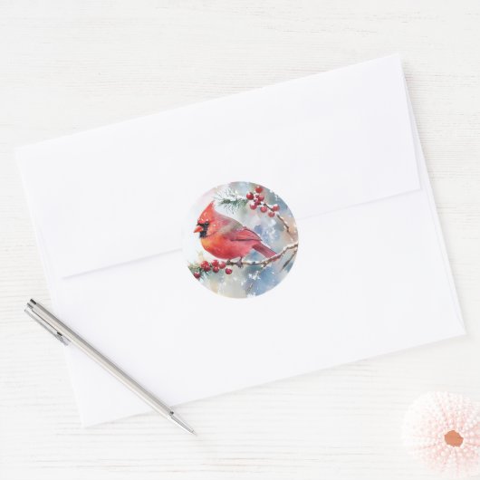 Kerst Kardinaal Sticker (Envelop)