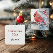 Kerst Kardinaal Vierkant Keramisch Ornament