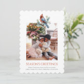 Kerst Kardinaal Vogel Fotosjabloon Feestdagenkaart (Staand voorkant)