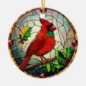 Kerst Kardinaal Vogel Keramisch Ornament (Voorkant)