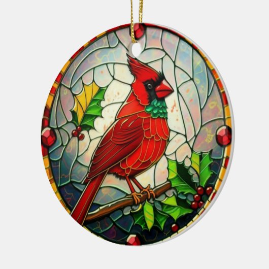 Kerst Kardinaal Vogel Keramisch Ornament (Links)