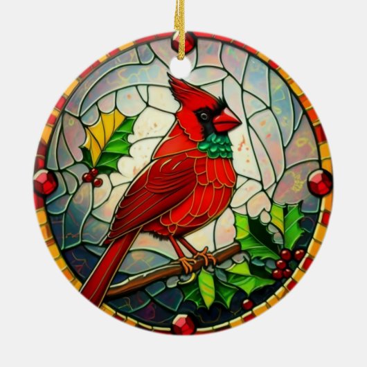 Kerst Kardinaal Vogel Keramisch Ornament (Achterkant)