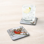 Kerst, kardinaal vogel, sneeuw, kurk Onderzetter (Rechterzijde)