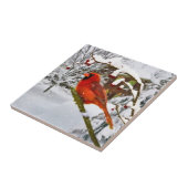 Kerst, kardinaal vogel, sneeuw, tegel tegeltje (Zijkant)