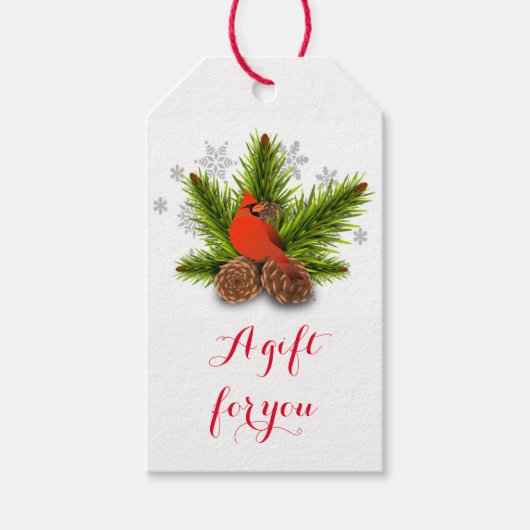 Kerst Kardinaalvogel Cadeautag Cadeaulabel (Voorkant)