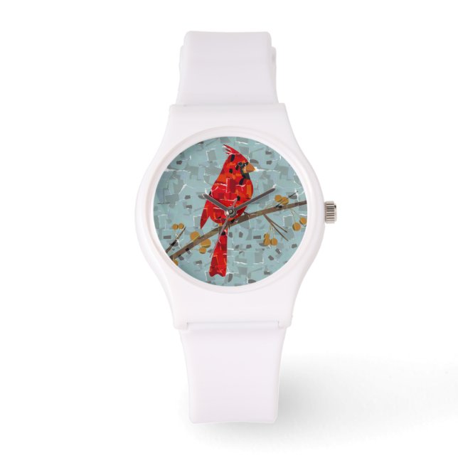 Kerst Kardinaalvogel collage Horloge (Voorkant)