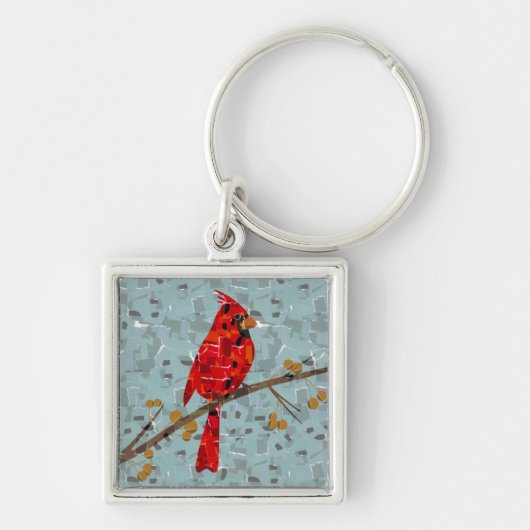 Kerst Kardinaalvogel collage Sleutelhanger (Voorkant)