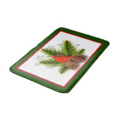 Kerst Kardinaalvogel met Dennenappels Badmat (Gekanteld)