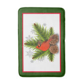 Kerst Kardinaalvogel met Dennenappels Badmat (Voorkant Verticaal)