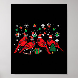 Kerst Kardinaalvogels Kerstman Schattig Kerstmanne Poster