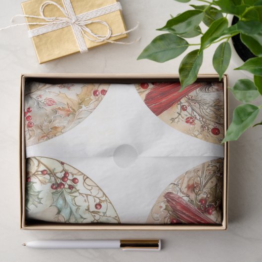 Kerst kardinale rondes tissuepapier (Geschenk)