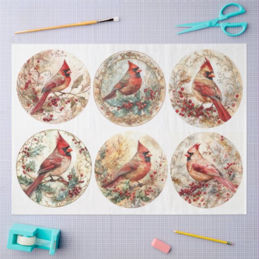 Kerst kardinale rondes tissuepapier (Craft)