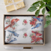 Kerst Kardinalen Blauwe Vogels Elementen Decoupage Tissuepapier (Geschenk)