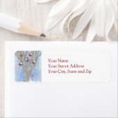 Kerst Kardinalen met Vogelhuizen in Boom Etiket (Insitu)