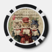 Kerst Karolingische Katten, Feline Kerstkoor Poker Chips (Achterkant)