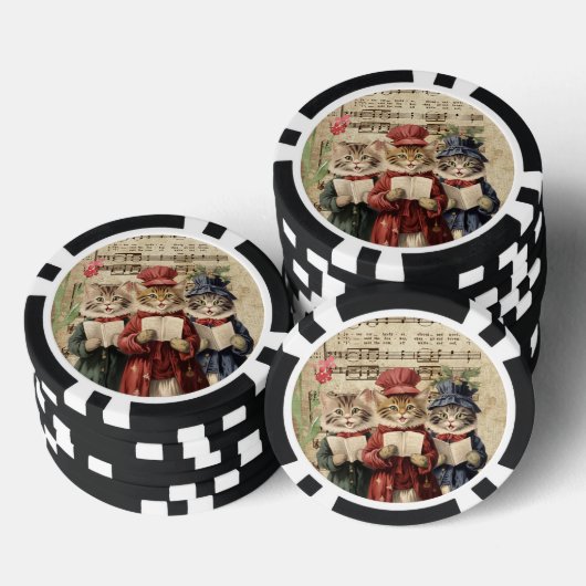 Kerst Karolingische Katten, Feline Kerstkoor Poker Chips (Opstapeling)