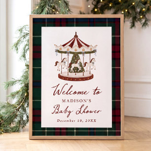 Kerst Karrousel Baby Shower Welkom Poster
