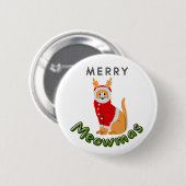 Kerst Kat Badge Ronde Button 5,7 Cm (Voorkant /achterkant)