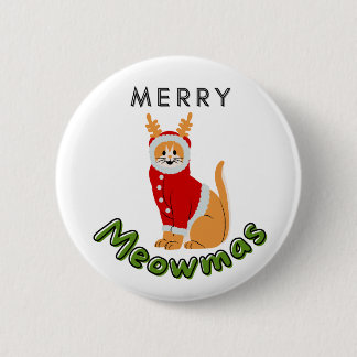 Kerst Kat Badge Ronde Button 5,7 Cm